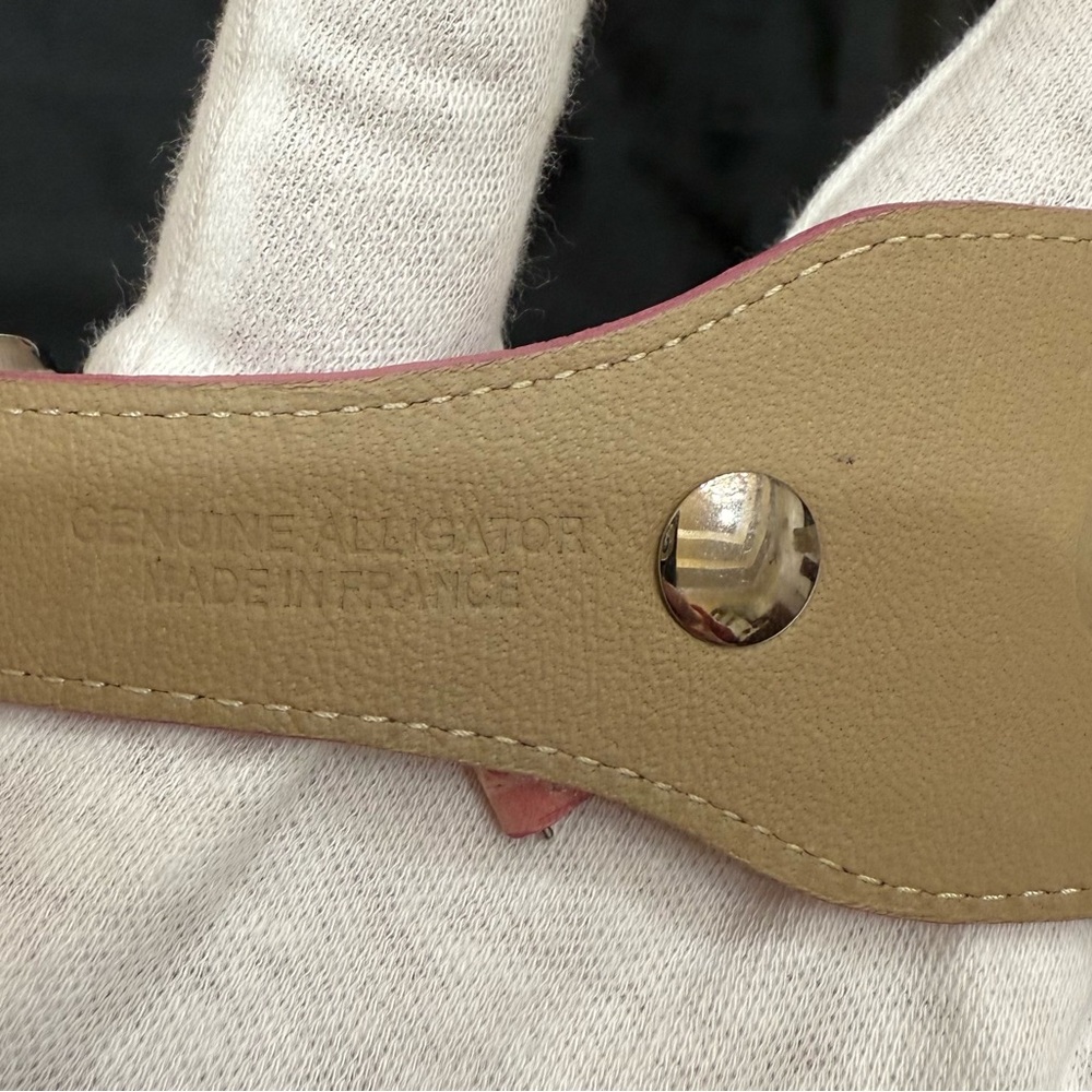 Authentic MICHELE Deco 18mm Watch Alligator Cuff Band in Pink. rare! - Picture 5 of 15